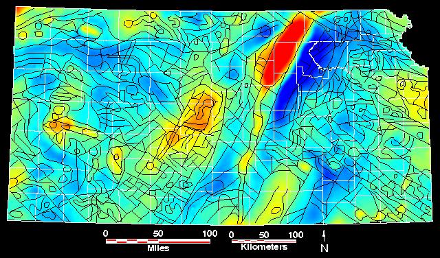 Smaller gravity map of Kansas