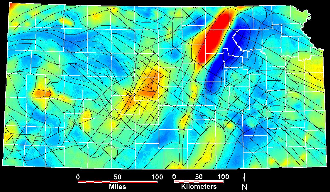 Smaller gravity map of Kansas