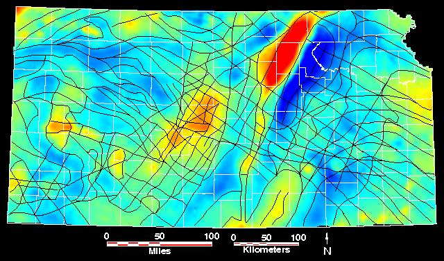 Smaller gravity map of Kansas