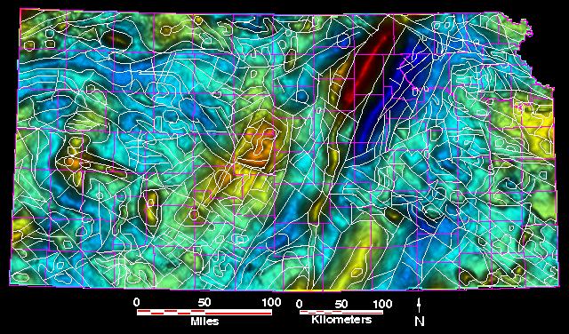 Smaller gravity map of Kansas