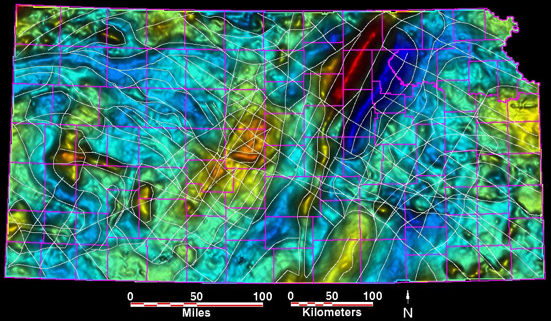 Smaller gravity map of Kansas