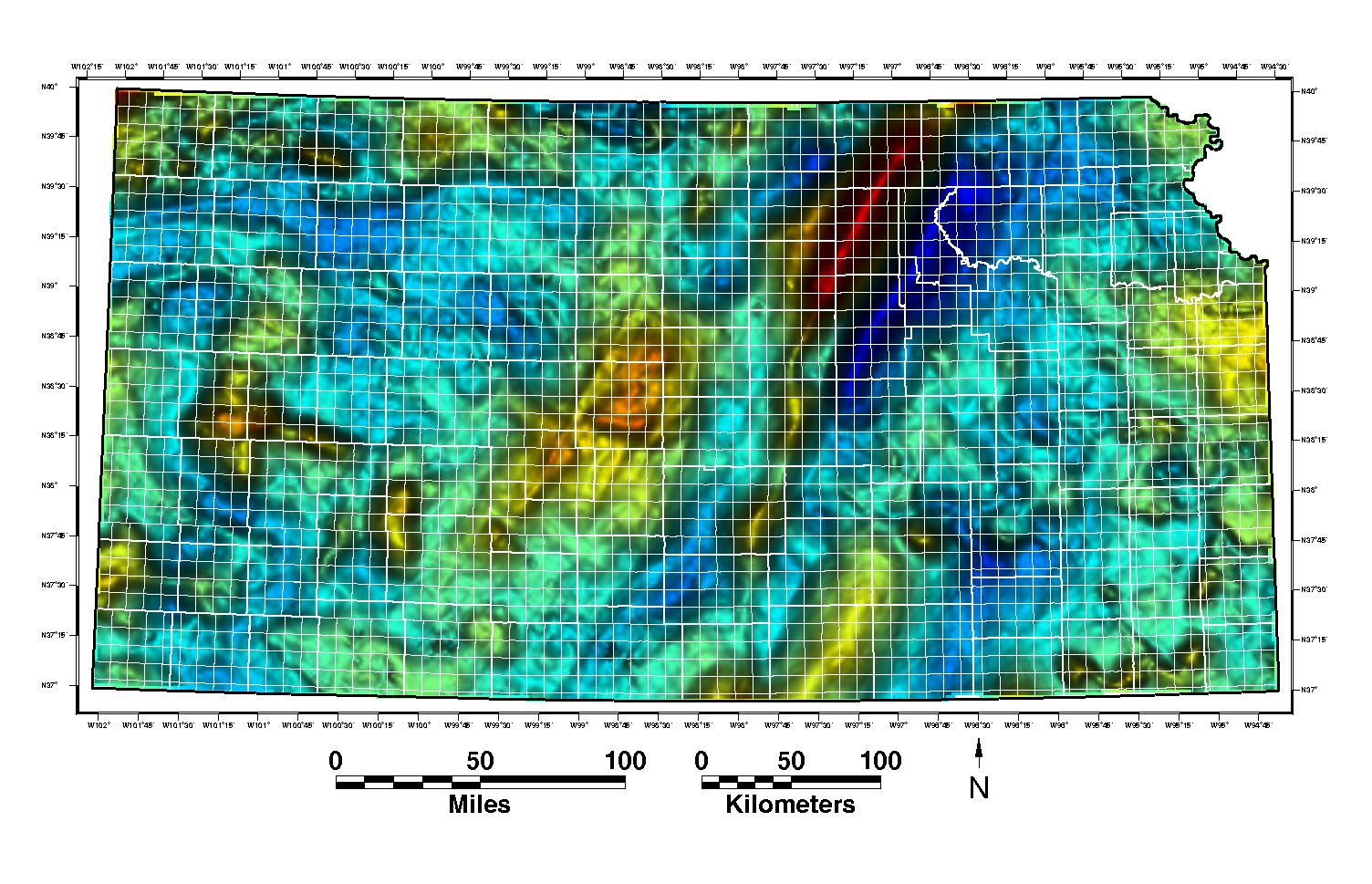 Large gravity map of Kansas