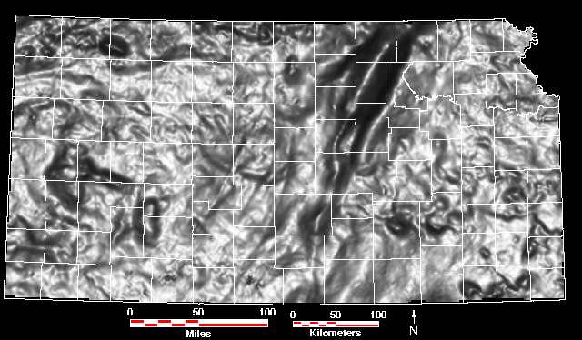 Smaller gravity map of Kansas