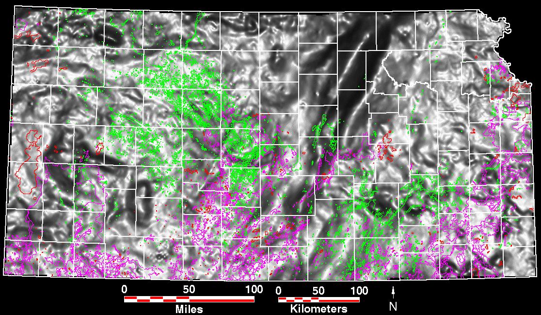 Smaller gravity map of Kansas