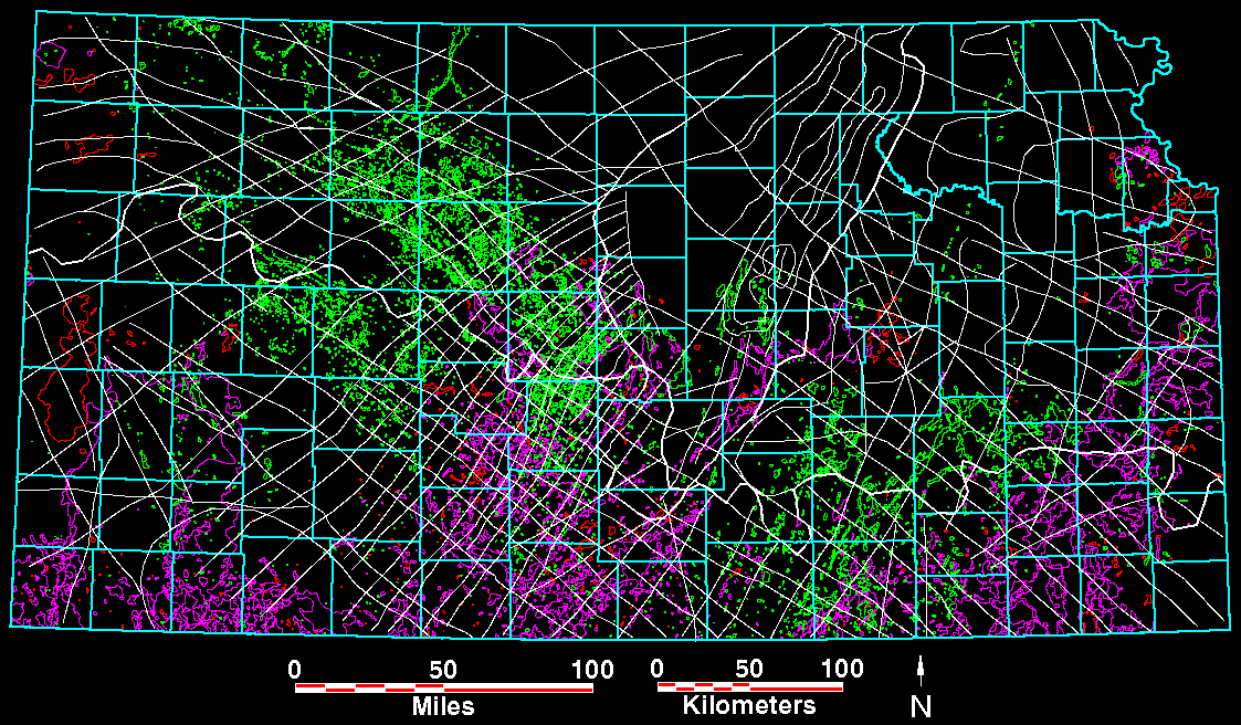 Smaller magnetic map of Kansas