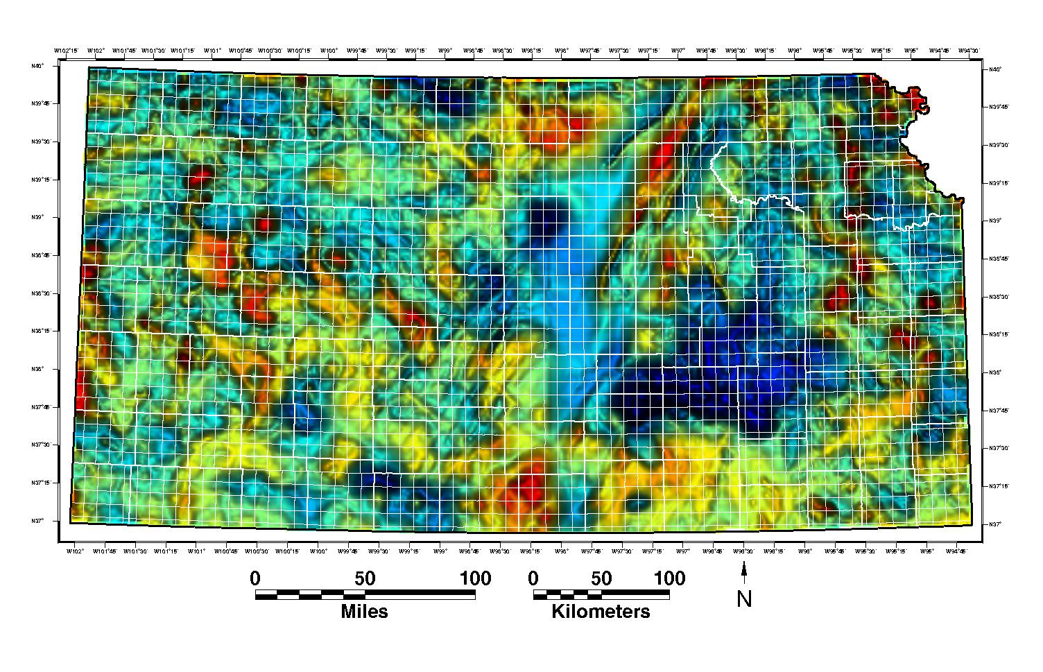 Large magnetic map of Kansas