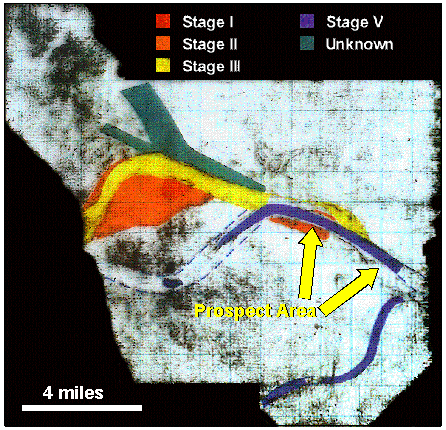 map overlain with interpretation, showing poor prospect areas