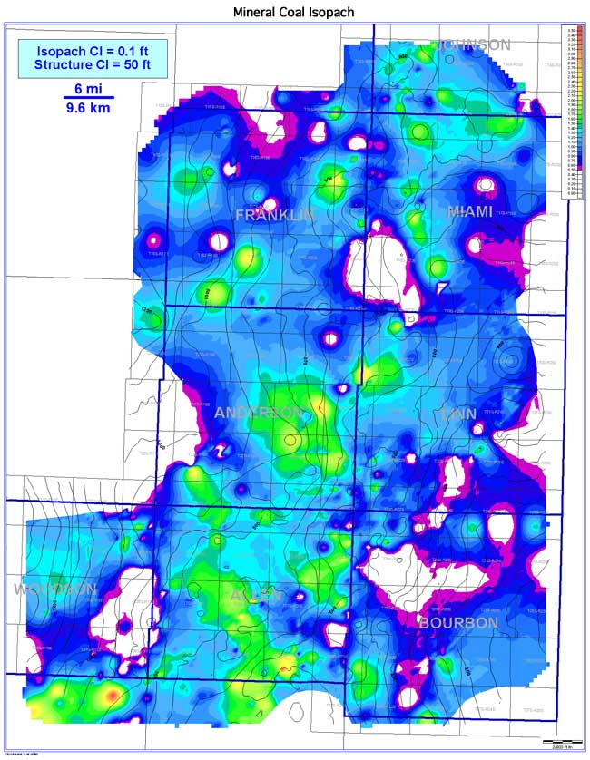 color isopach map of Mineral Coal