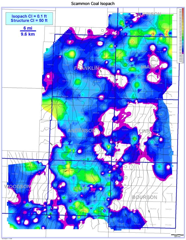 color isopach map of Scammon Coal