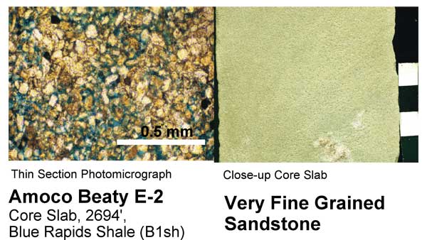 Core slab and close up of Amoco Beaty E-2 from 2694 feet.