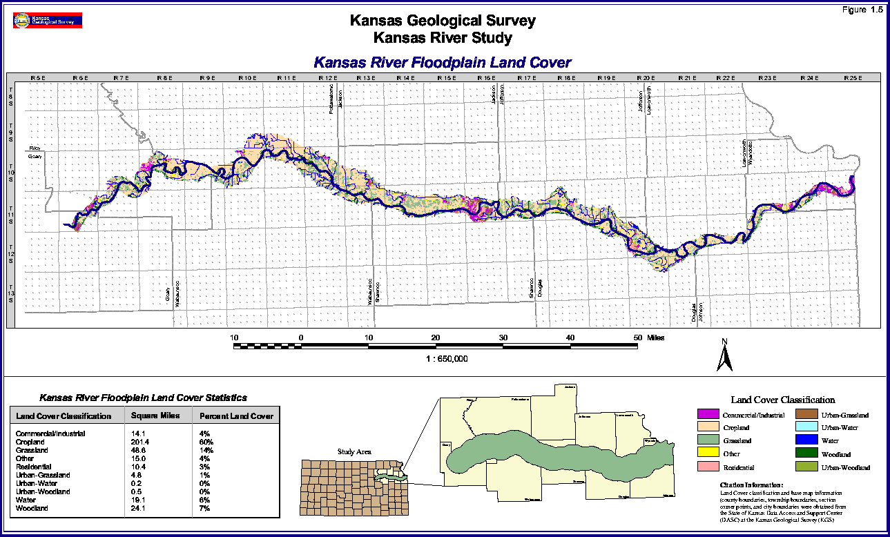 Land-cover map of the Kansas River floodplain