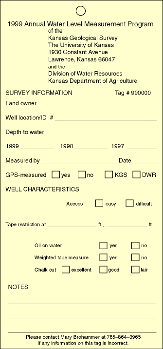 Weather resistant tag tells owner well has been measured, gives basic measurement values.