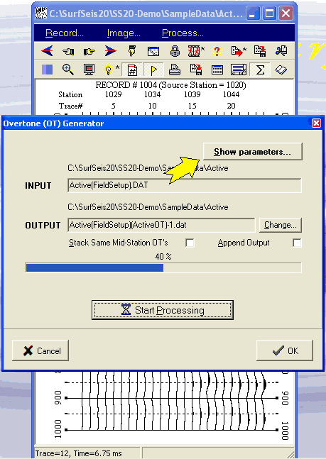 Program dialog box--Generation by 2-D Wavefield Transformation.